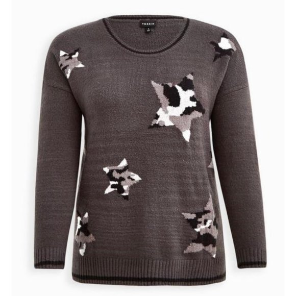 NWT Torrid 2 Stars Grey Crew Neck Sweater 2X 18 20 - Picture 5 of 9